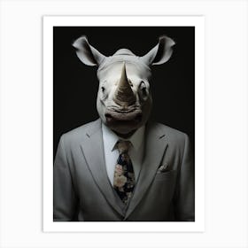 Rhinoceros Wearing A Suit 2 Art Print