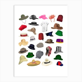 Collection of hats Art Print