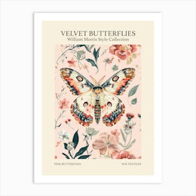 Velvet Butterflies Collection Pink Butterflies William Morris Style 10 Art Print