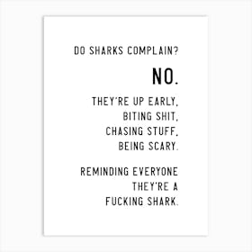 Shark Gym Quote Dirty Art Print