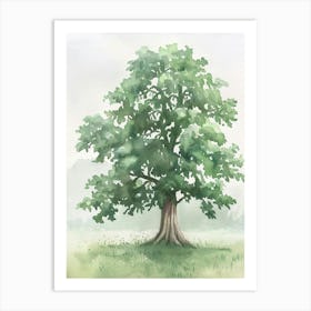 Walnut Tree Atmospheric Watercolour Painting 4 Art Print