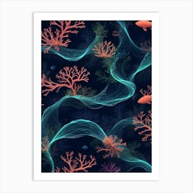 Coral Reef Seamless Pattern Art Print