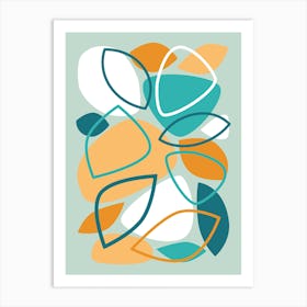 Aqua, Orange, Mid Century Modern Abstract 23 Art Print