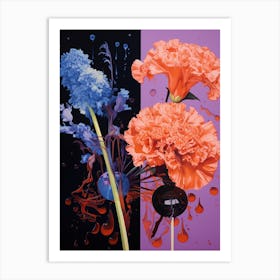 Surreal Florals Carnation Dianthus 4 Flower Painting Art Print