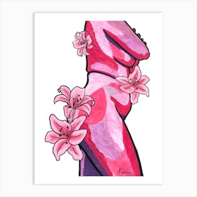 Pink Floral Nude Art Print