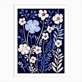 Blue Flower Illustration Babys Breath 2 Art Print