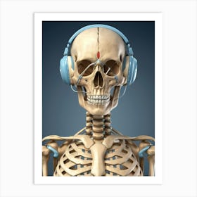 Skeleton With Headphones 9 Art Print