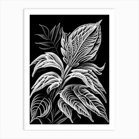 Pineapple Sage Leaf Linocut 1 Art Print