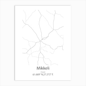 Mikkeli,Finland Minimalist Map Art Print