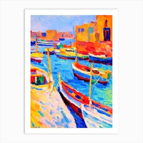 Port Of Muscat Oman Brushwork Painting harbour Art Print