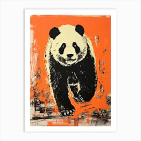 Panda, Woodblock Animal  Drawing 4 Art Print