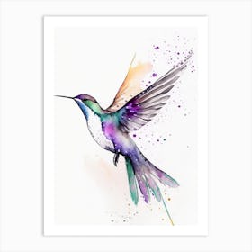 Hummingbird Migration Minimalist Watercolour 1 Art Print