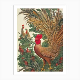 Rooster Haeckel Style Vintage Illustration Bird Art Print