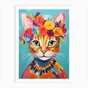 Singapura Cat With A Flower Crown Painting Matisse Style 4 Art Print