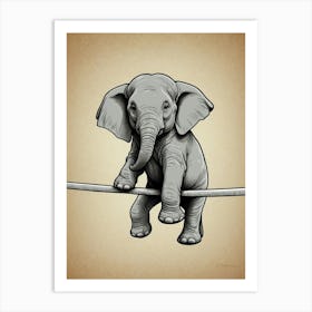 Elephant On A Tightrope 1 Art Print