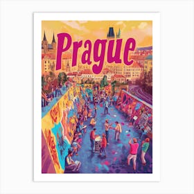 Aihrgdesign A 1970s Inspired Travel Poster For Prague Art Print