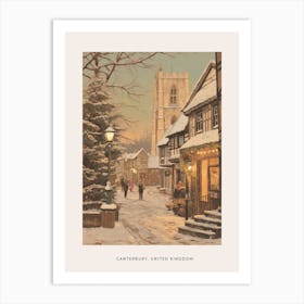 Vintage Winter Poster Canterbury United Kingdom 1 Art Print