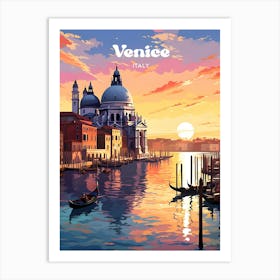 Venice Italy Sunset Modern Travel Art Art Print