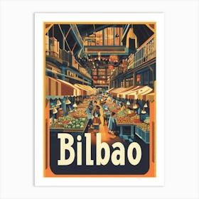 Aihrgdesign A 1970s Inspired Travel Poster For Bilbao 3 Art Print