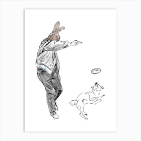 Rabbit With Frisbee Art Print