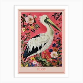 Floral Animal Painting Pelican 2 Poster Art Print