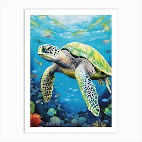 Sea Turtle Exploring The Ocean 1 Art Print