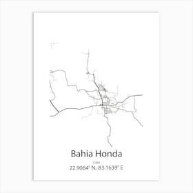 Bahia Honda,Cuba Minimalist Map Art Print