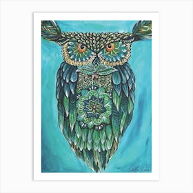 Teal Owl Art Print