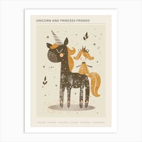 Unicorn & A Princess Mustard Muted Pastels Poster Art Print