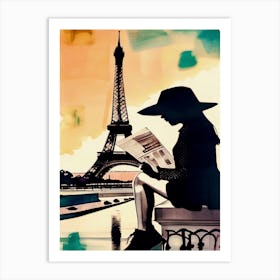 Young Girl Reading In Paris Art Print