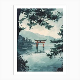 Miyajima Japan 3 Retro Illustration Art Print