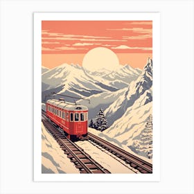 Tateyama Kurobe Alpine Route, Japan Vintage Travel Art 1 Art Print