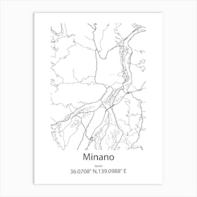 Minano,Japan Minimalist Map Art Print