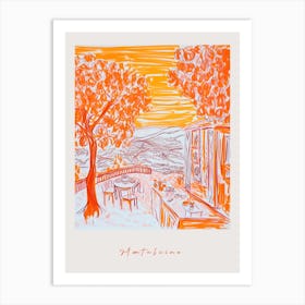 Montalcino Italy Orange Drawing Poster Art Print
