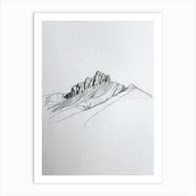 Pikes Peak Usa Line Drawing 1 Art Print