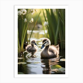 Ducklings In The Water 2 Art Print