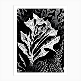 Bladderwrack Leaf Linocut 1 Art Print