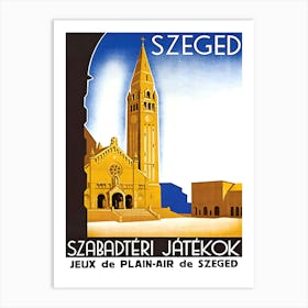 Szeged, Hungary, Vintage Travel Poster Art Print