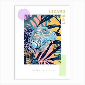 Blue Iguana Modern Illustration 4 Poster Art Print