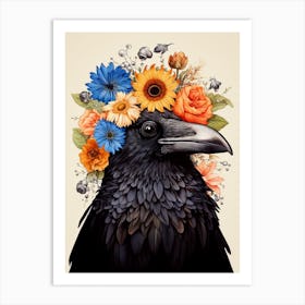 Bird With A Flower Crown Crow 2 Art Print