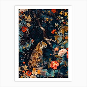 Jaguar In The Garden Inspired by William Morris Art Print