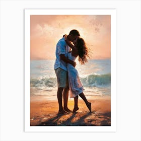 Kissing At Sunset Art Print