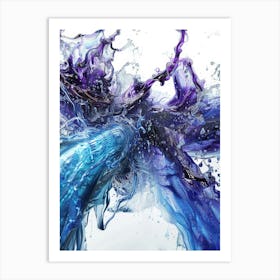 Blue Water Splash 3 Art Print