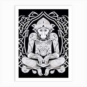 Thinker Monkey Tribal Illustration 5 Art Print