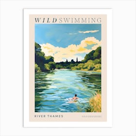 Wild Swimming At River Thames Oxfordshire 1 Poster Art Print