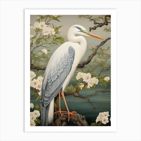 Ohara Koson Inspired Bird Painting Great Blue Heron 4 Art Print