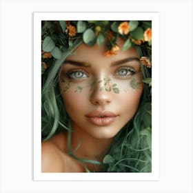 Green Haired Beauty Art Print