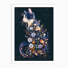 floral kitten Art Print