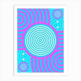 Geometric Glyph in White and Bubblegum Pink and Candy Blue n.0037 Art Print