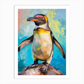 Galapagos Penguin Phillip Island The Penguin Parade Colour Block Painting 1 Art Print